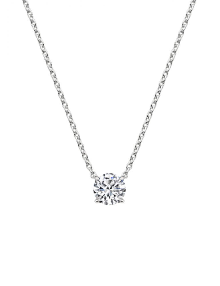 14K White Gold 1ct Diamond Pendant Necklace