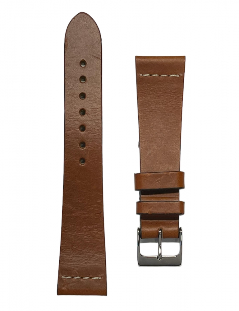 Cognac Ecru Stitch Strap