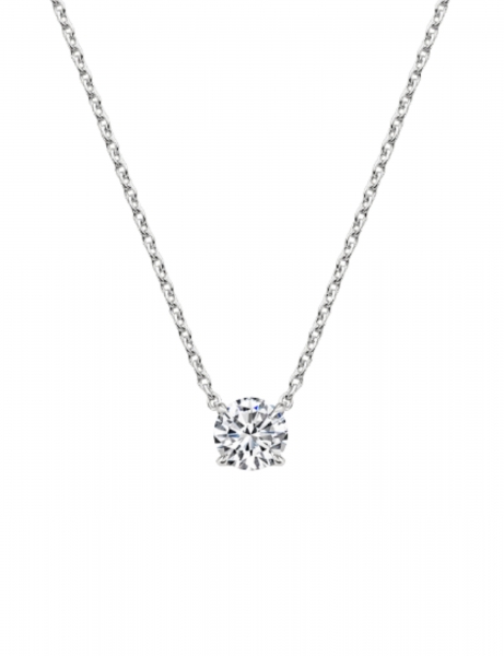 14K White Gold 1ct Diamond Pendant Necklace