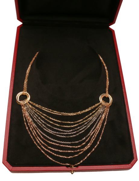 Tri Color Trinity Draped Multicolor Chain Necklace
